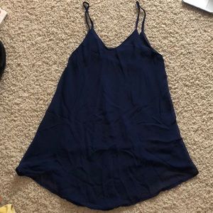 Navy long criss-crossed back tank top
